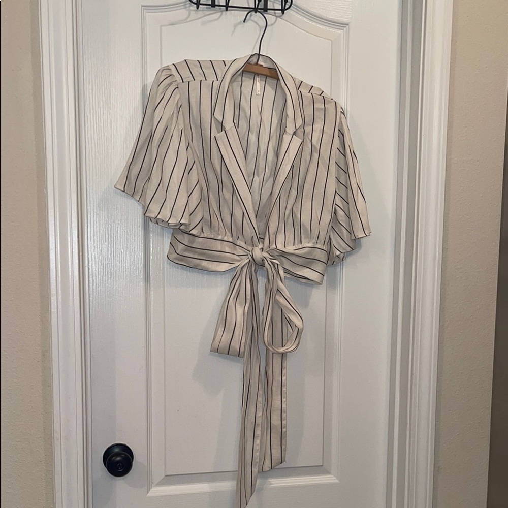 Striped Tie-Front Blouse